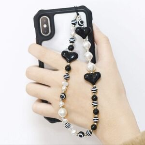 Beaded Love Phone Charm Lanyard Wrist Strap